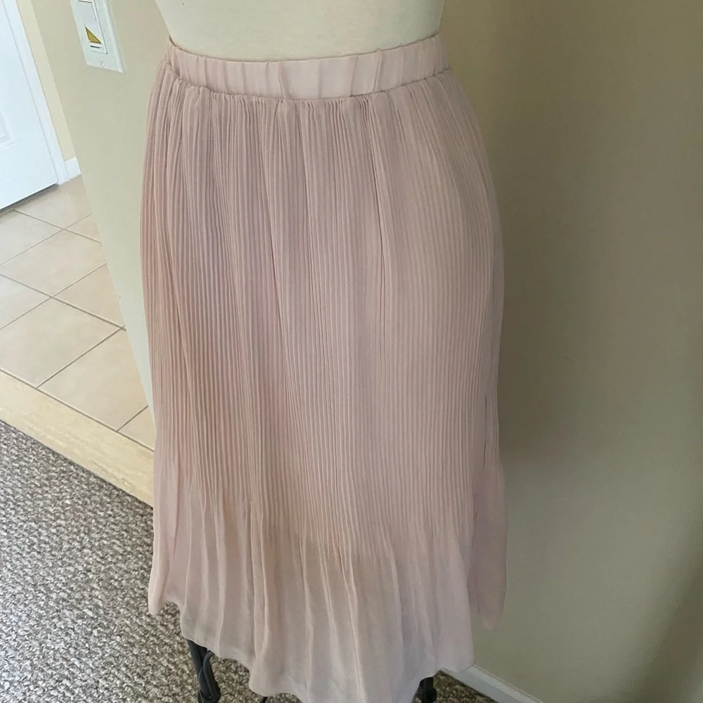 Pleated mauve Pink Midi Skirt large